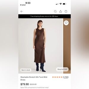 Quince Brown Silk Midi Dress